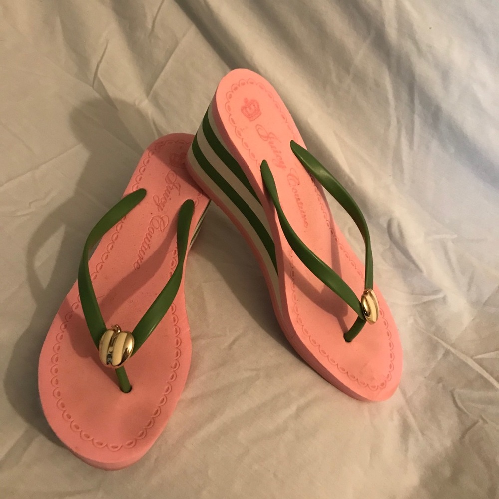 Pink and Green Juicy Couture Flip Flops